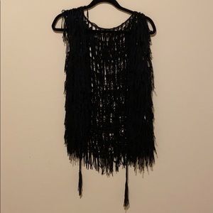 Black Fringe Vest